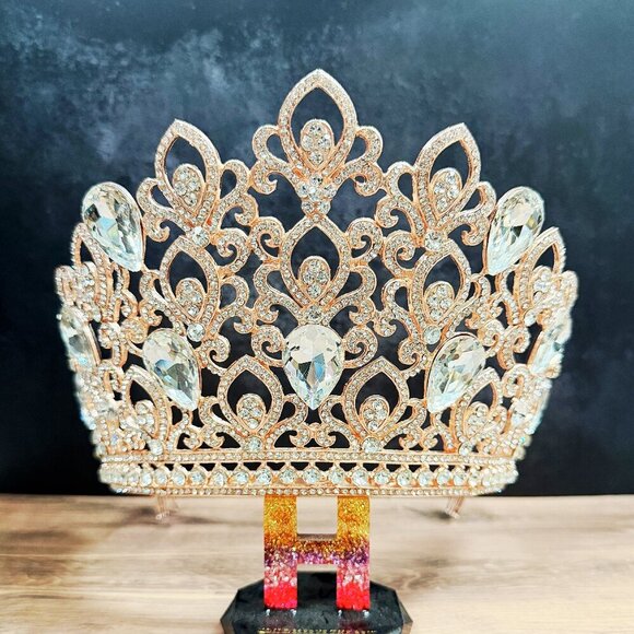 Rose Gold Comb Crown, Bridal Crown, Wedding Hair Jewelry, Homecoming Prom Crown main image 5